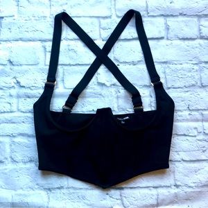 Fashion Nova Give a Girl Some Support Bralette Top Sz L Black Cosplay Steampunk
